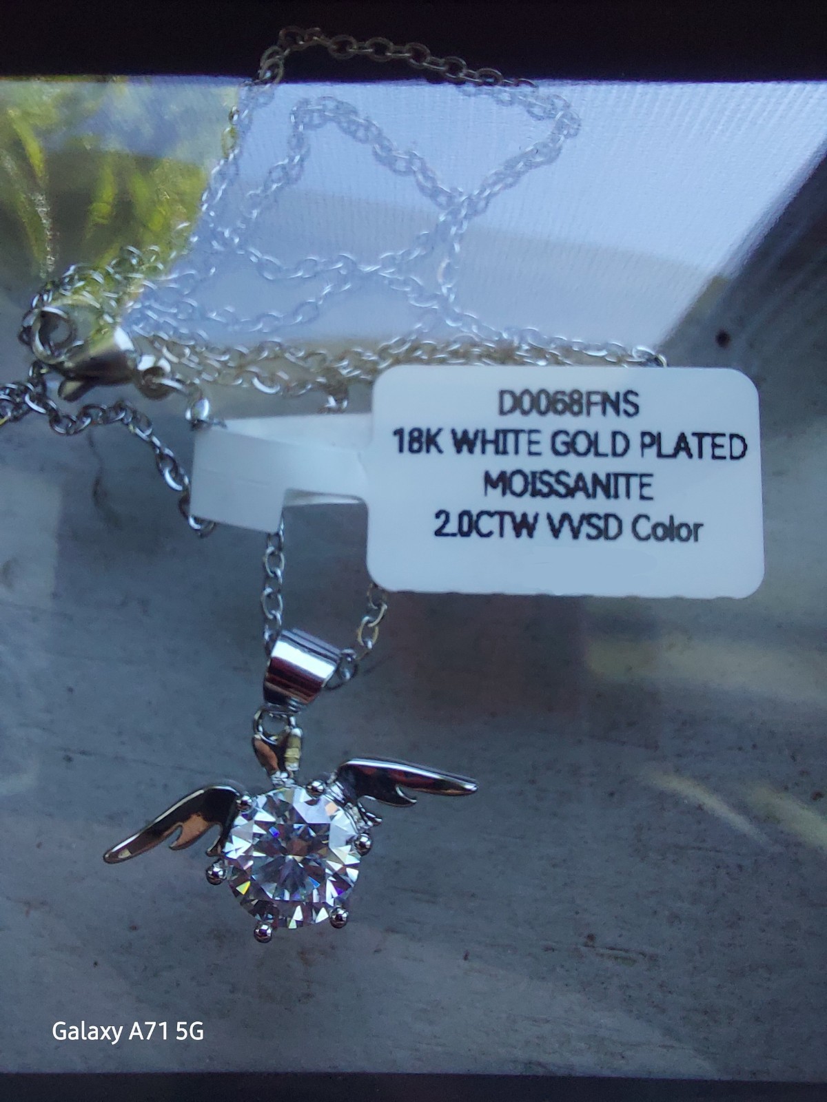 2ct Moissanite Necklace, 18k White Gold Plated
