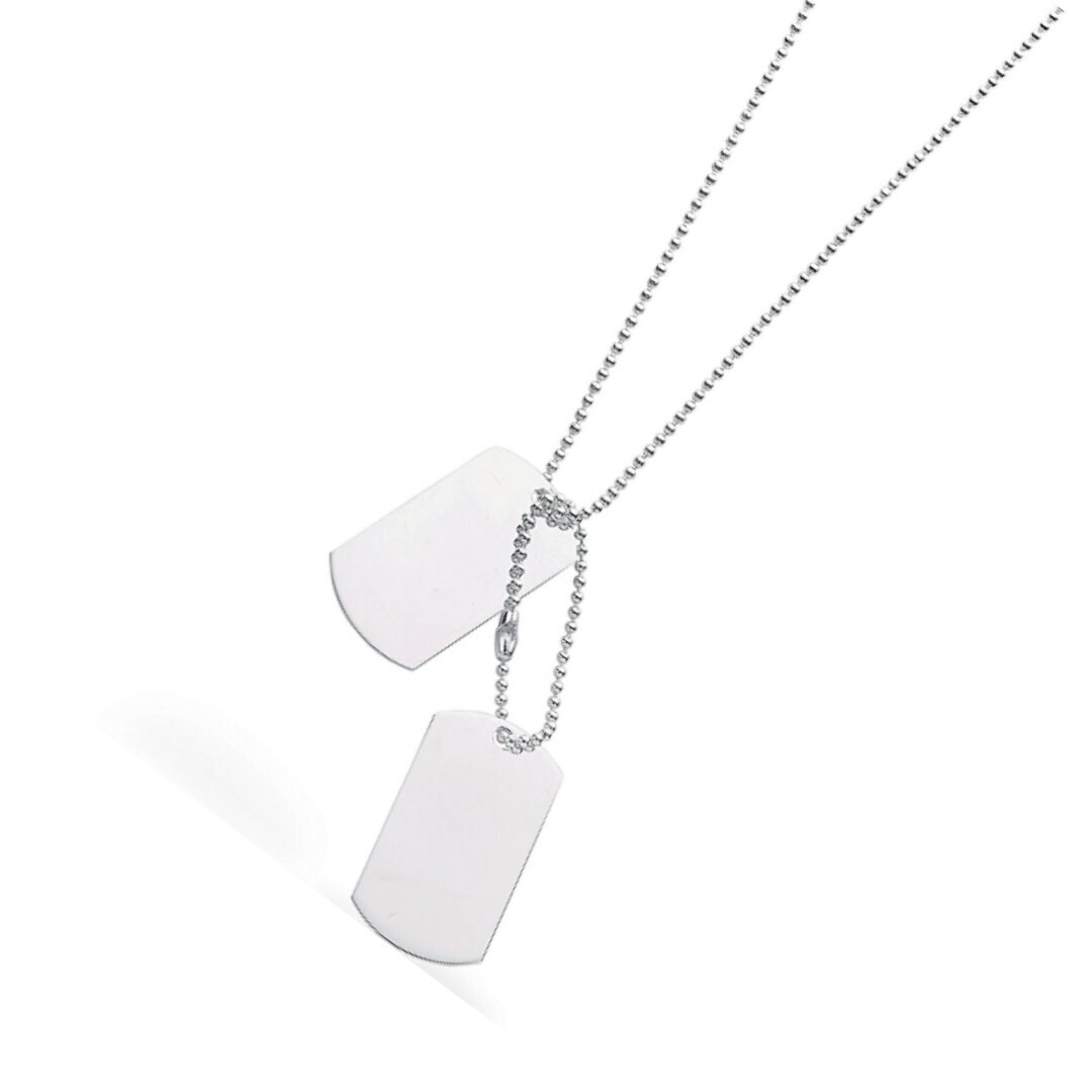 925 Sterling Silver Necklace Silver Dog Tags Chain. All Occasion Gift for Him