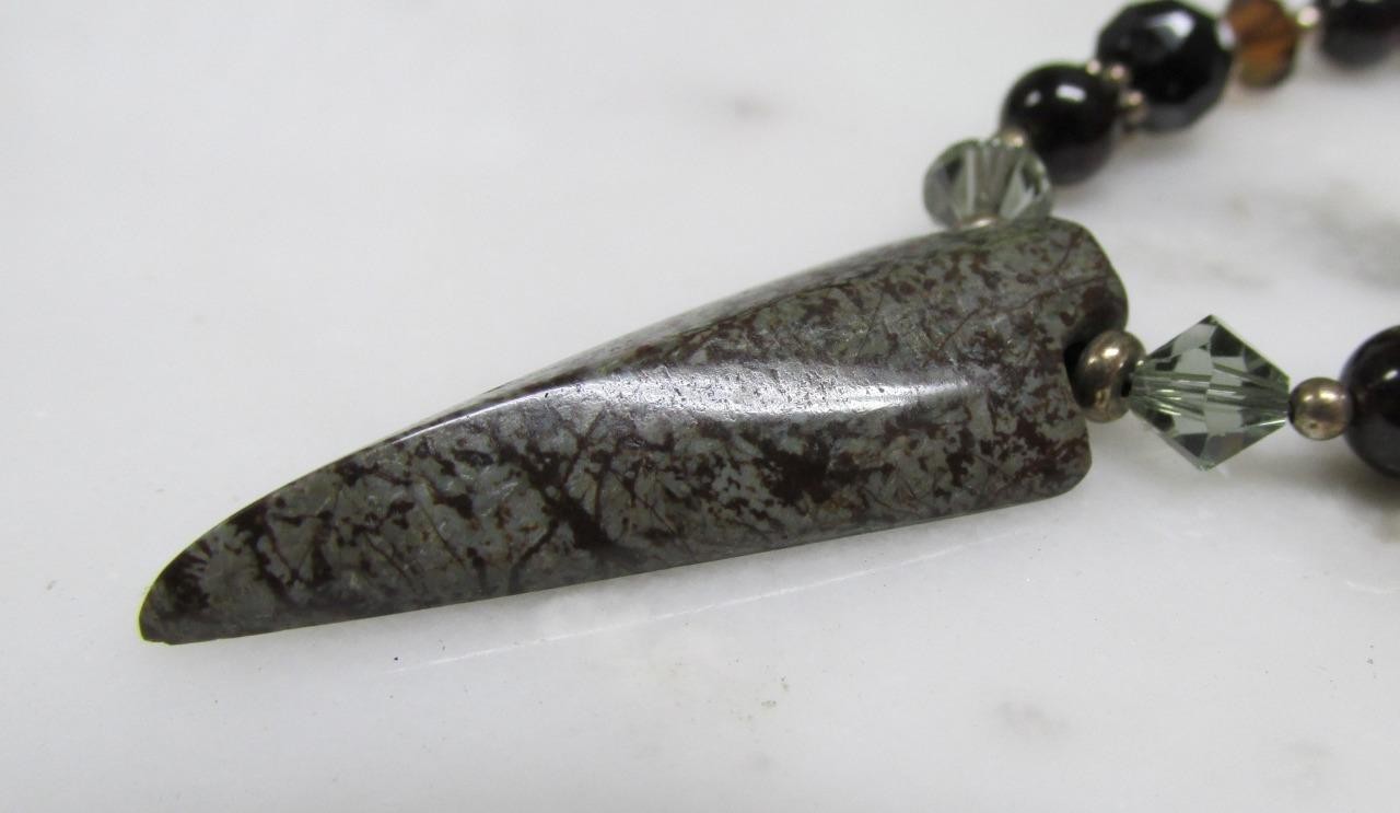 Multi-Stone Beaded Necklace w/ Unknown Stone Accent & Sterling Clasp ~ 6-C470