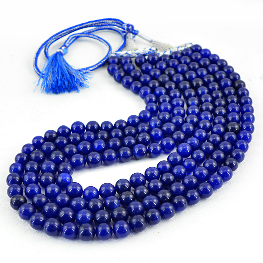 1134.50 CTS EARTH MINED RARE ENHANCED SAPPHIRE ROUND SHAPE BEADS NECKLACE