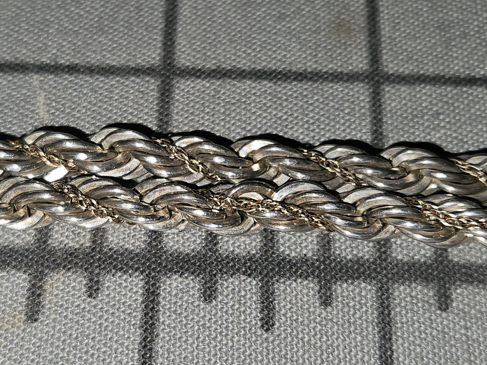 Sterling Silver & 14K Yellow Gold Thick Chain Rope Necklace 47 Grams