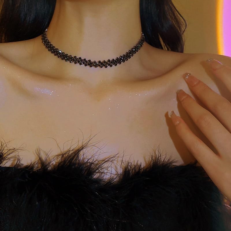 Black Choker Rhinestone Chokers Necklace for Women
