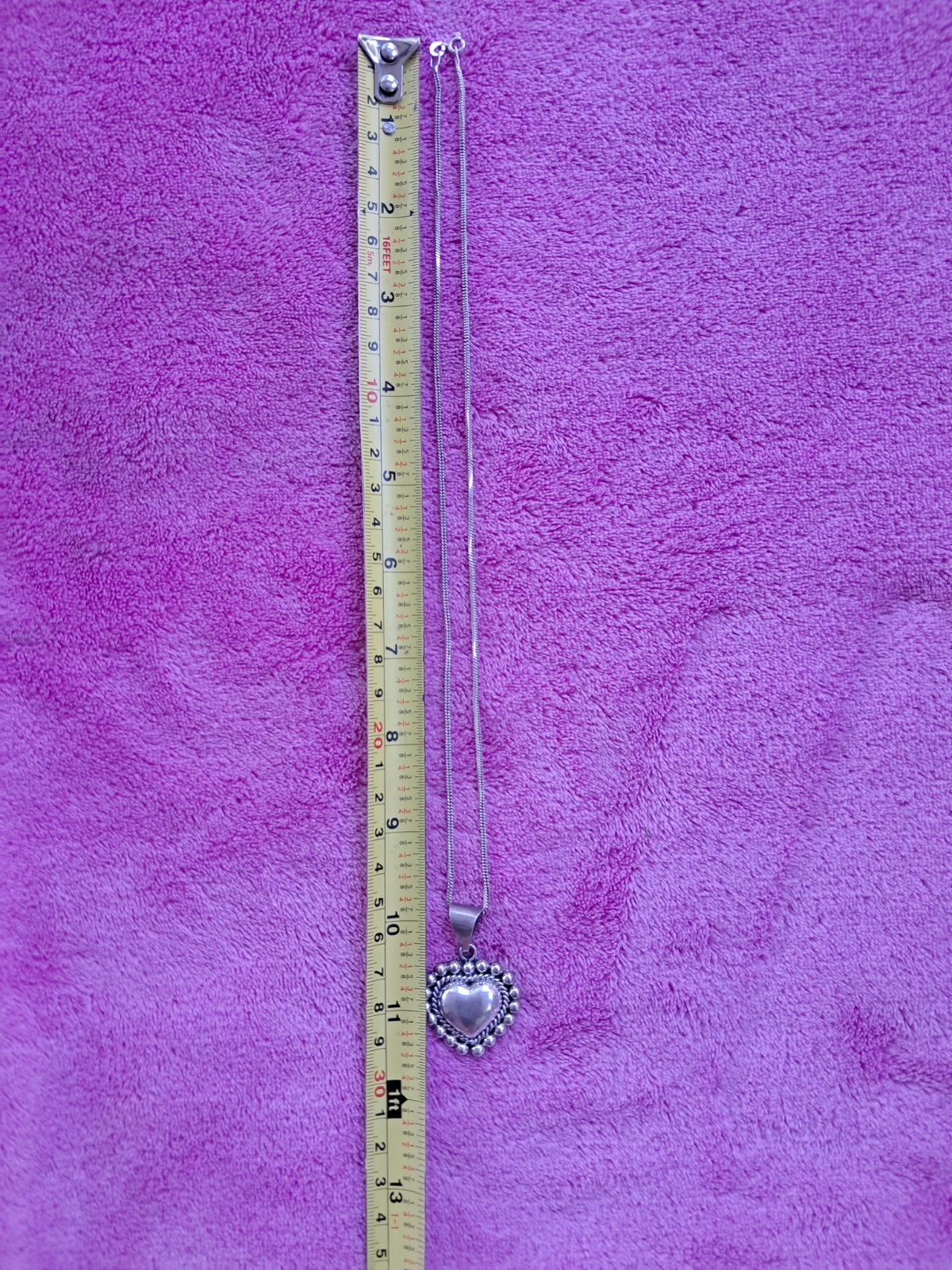 925 silver chain with heart pendant, made in Mexico, 11.5 inches.