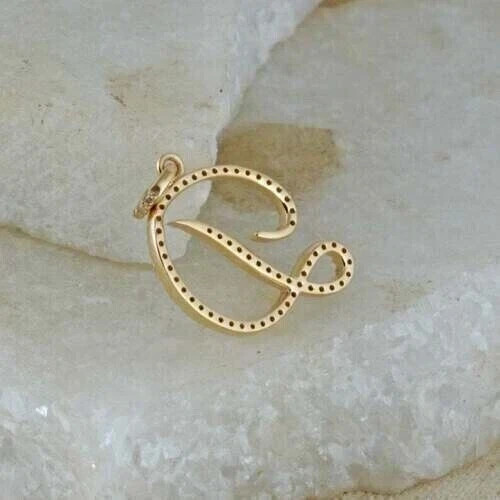 0.90Ct Round Lab Created Women’s Initial D Letter Pendant 14K Yellow Gold Plated