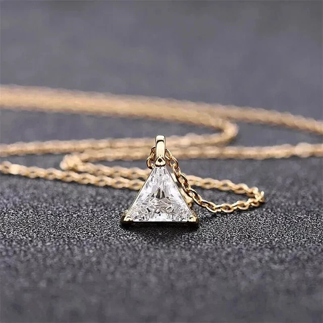 1.6Ct Trillion Cut Lab Created Solitaire Diamond Pendant 14K Yellow Gold Plated