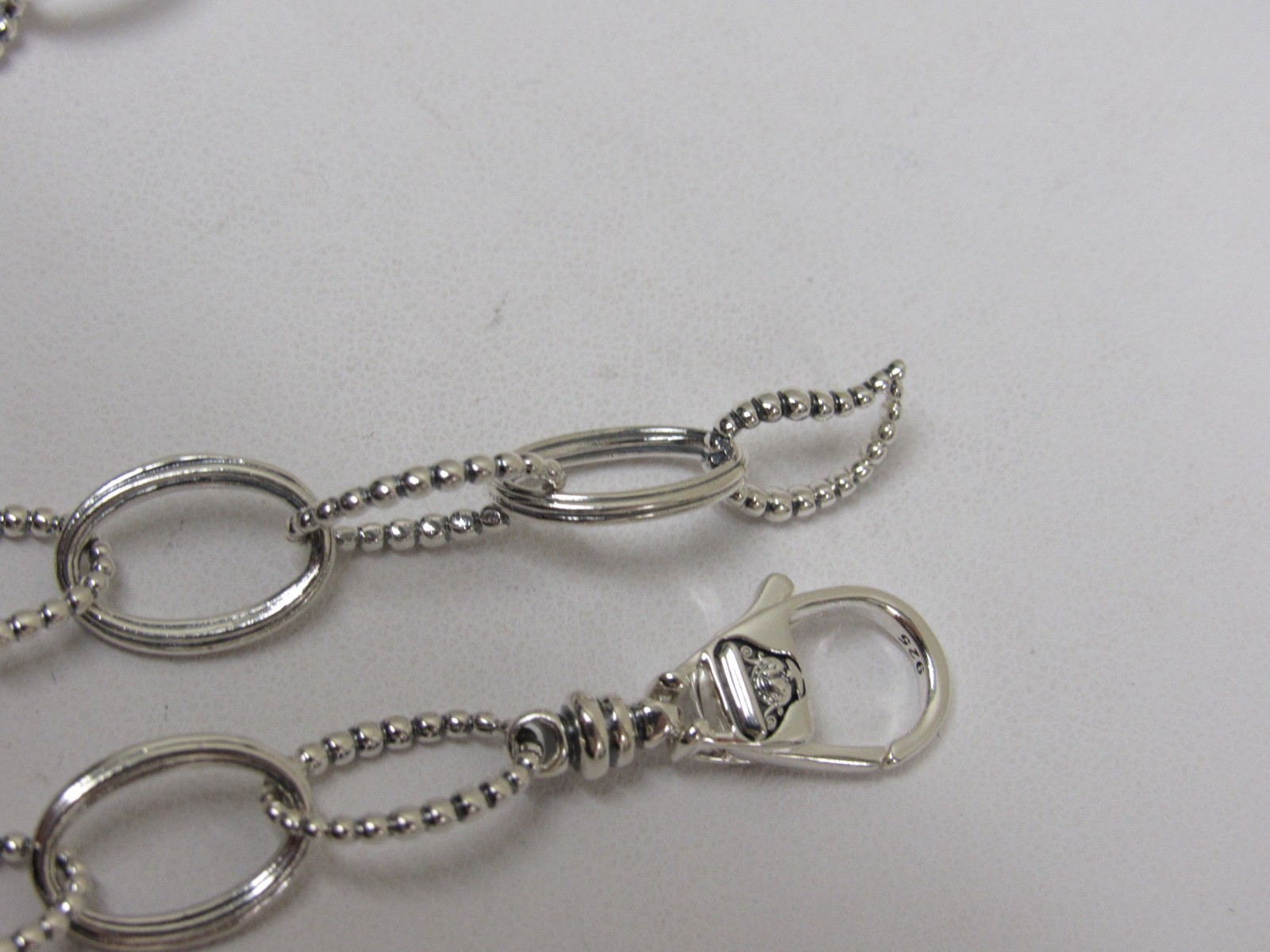 Designer LAGOS Sterling Silver Signature Caviar Smooth and Fluted Link Necklace