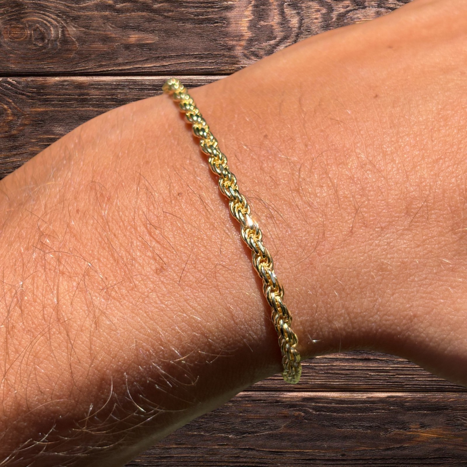 3mm Diamond Cut Rope Bracelet – Solid 925 Sterling Silver Or 14k Gold Vermeil