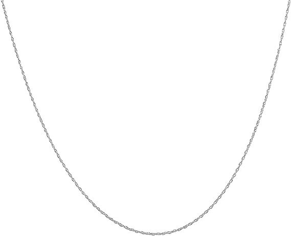 NEW 14K Solid White Gold .85mm Loose Rope Chain With Spring Ring Lock -18 inches