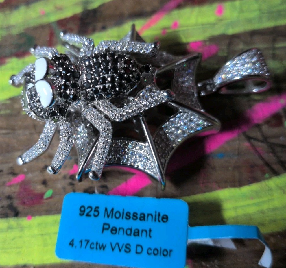 925 Sterling SilverMolssanite 4.17ctw WS D Color Spider Pendant