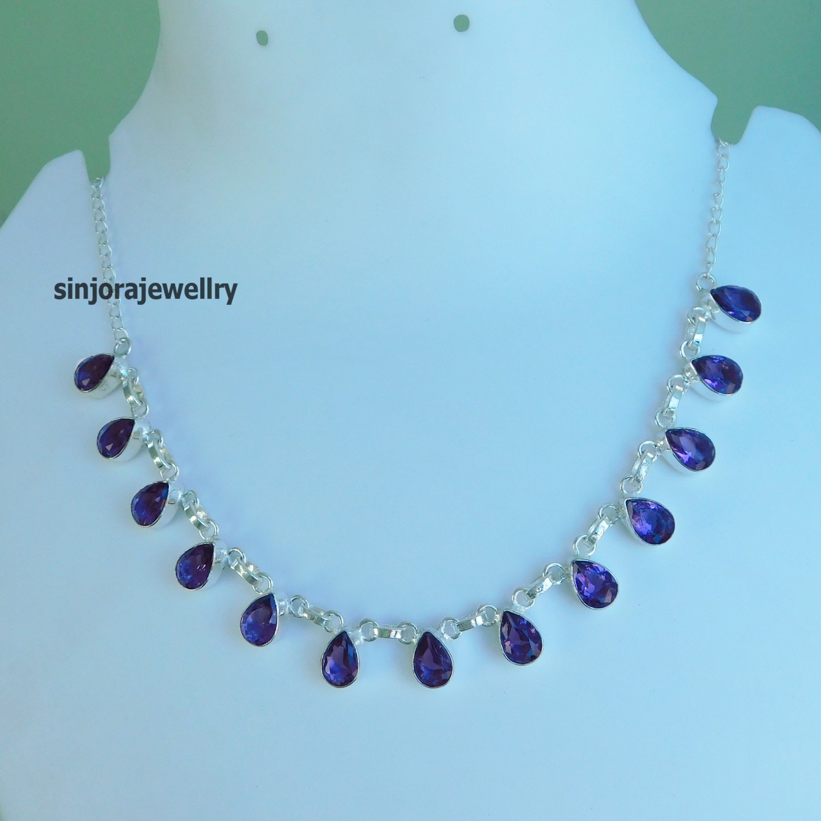Amethyst Gemstone 925 Sterling Silver Handmade Gift Necklace 18″