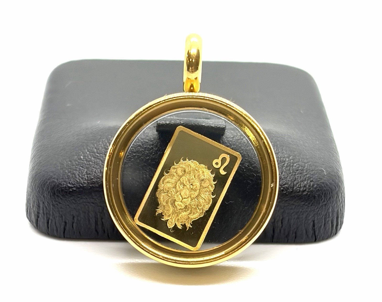 PAMP 24K Gold Leo Zodiac Ingot Pendant Necklace Chain 925 Silver Clear Case K24⁠