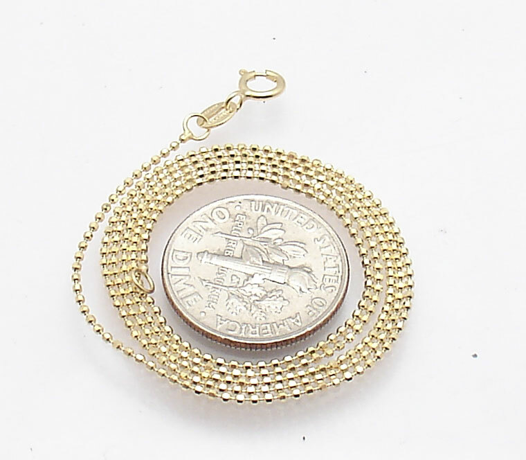 1mm Diamond Cut Round Bead Ball Chain Necklace REAL Solid 14K Yellow Gold