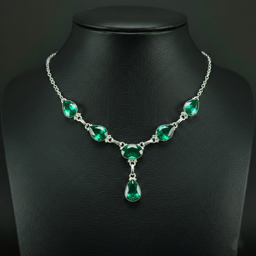 Paraiba Tourmaline Gemstone 925 Sterling Silver handmade Gift Necklace 18″