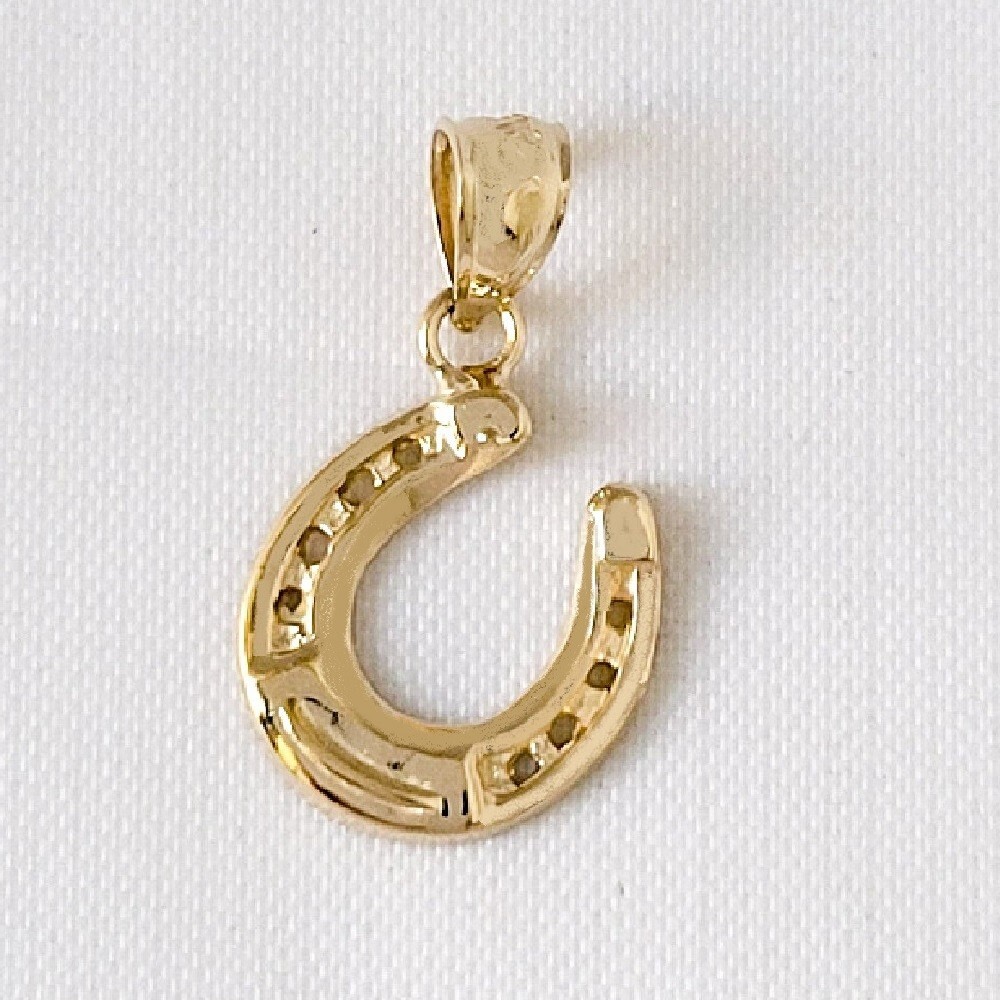 14k Yellow Gold HORSESHOE Pendant / Charm, Made in USA