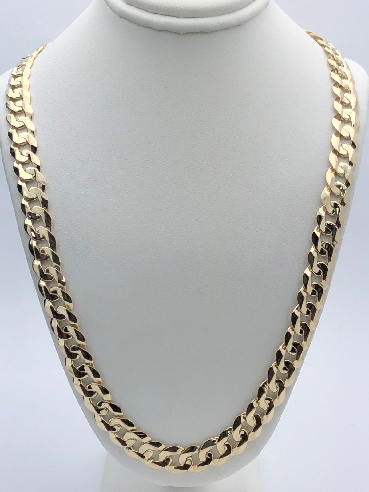 14k Yellow Gold Solid Curb Cuban Link Chain Necklace 20″ 9mm 42.4 grams