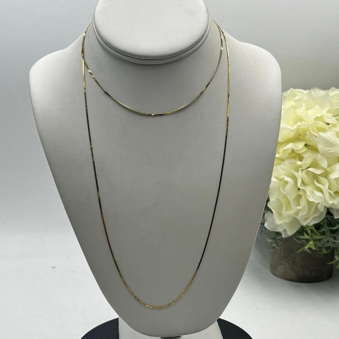 Aurea 585 Unoaerre 14k Italy Singapore Long 35″ Chain Link High Shine Necklace
