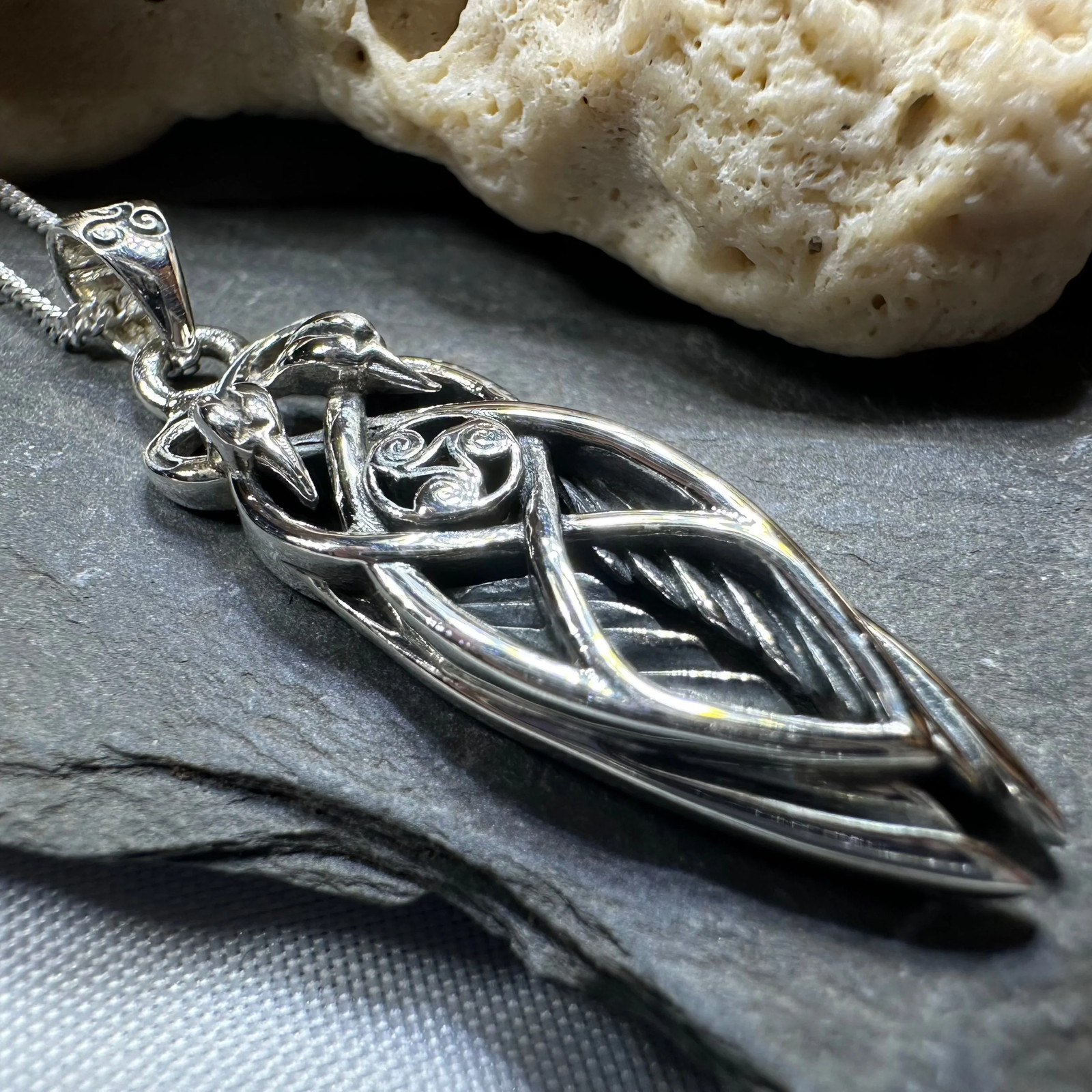 Art Deco Children of Lir Swan Necklace in Sterling Silver