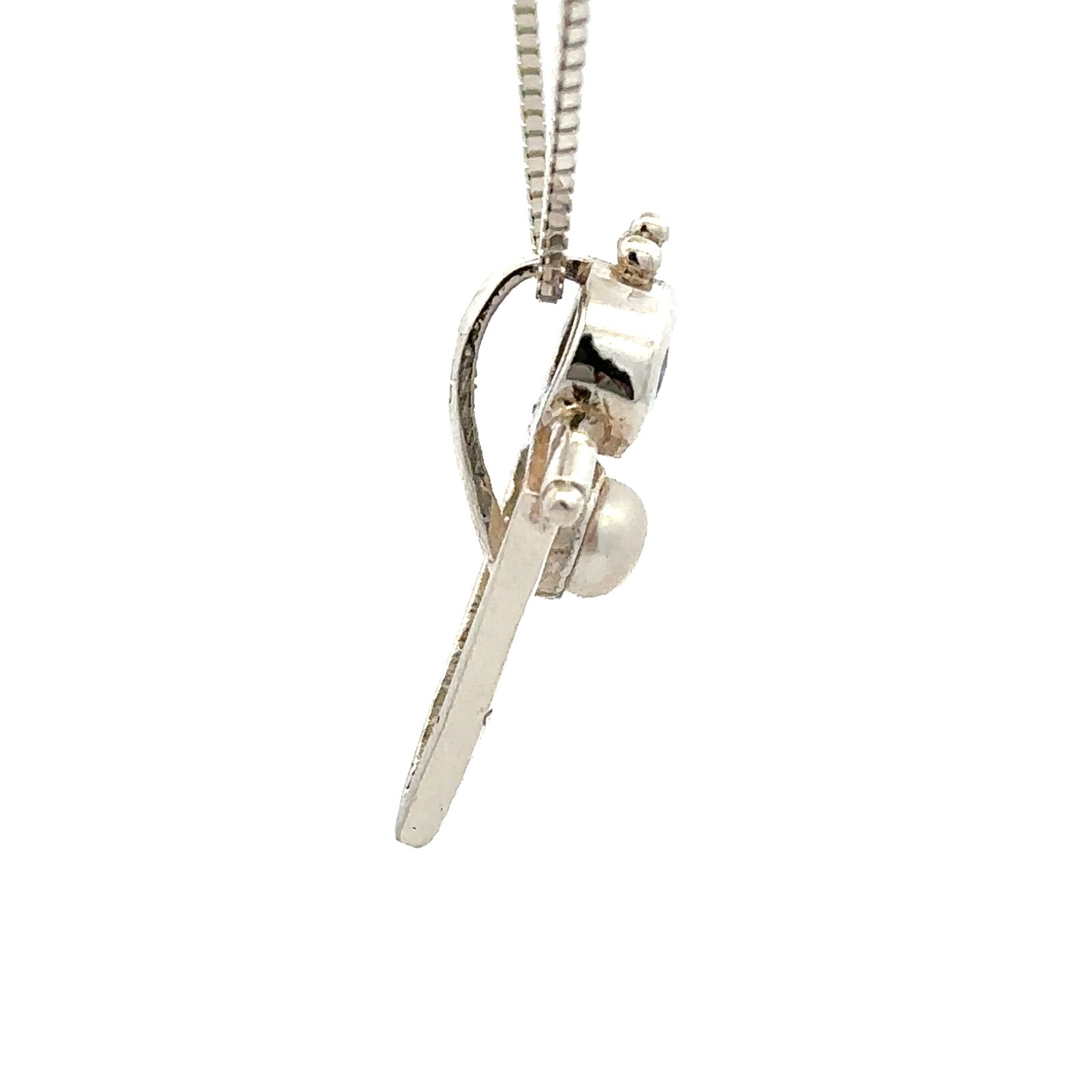 Sterling Silver Amethyst And Freshwater Pearl Pendant (5/8 x 7/8 Inch)