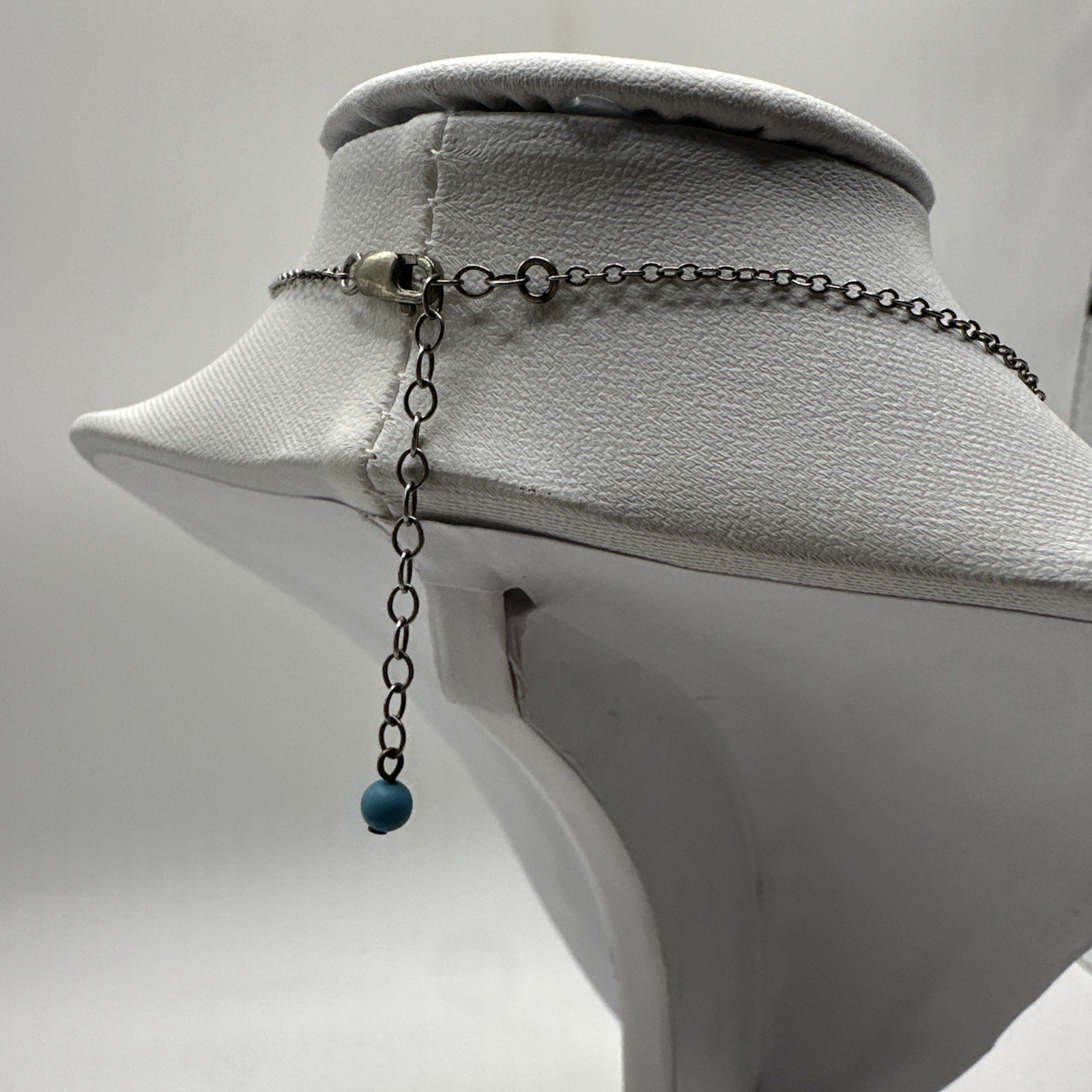 Sterling Silver Green Blue Y Drop Necklace 16.5 Inch