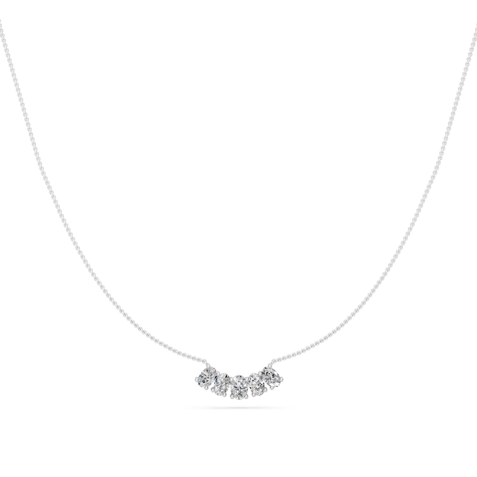 0.9 Ct Oval Cut Diamond Chain Necklace VS1 D-F White Gold 14k