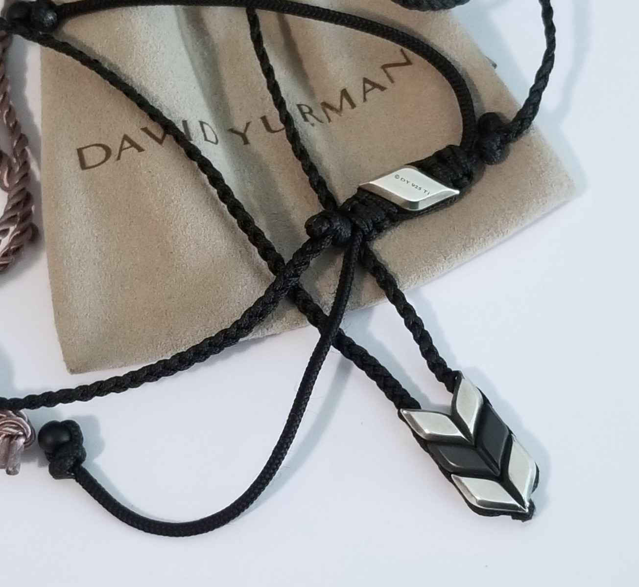 DAVID YURMAN – 100% Auth Chevron Titanium & Silver Pendant Necklace – Pristine!
