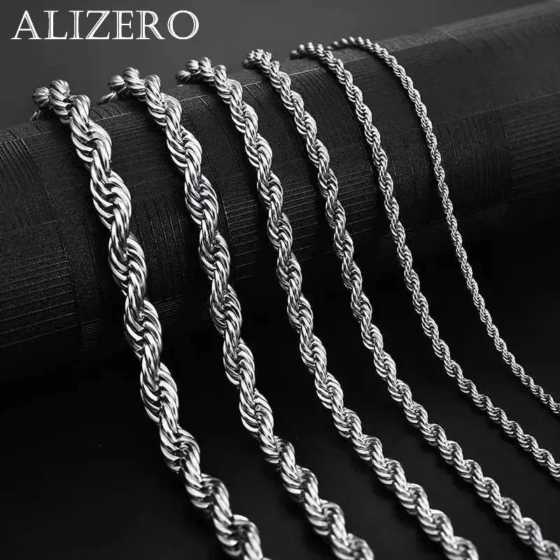 4mm Diamond Cut Solid 925 Sterling Silver Italian Rope Chain Men’s Necklace