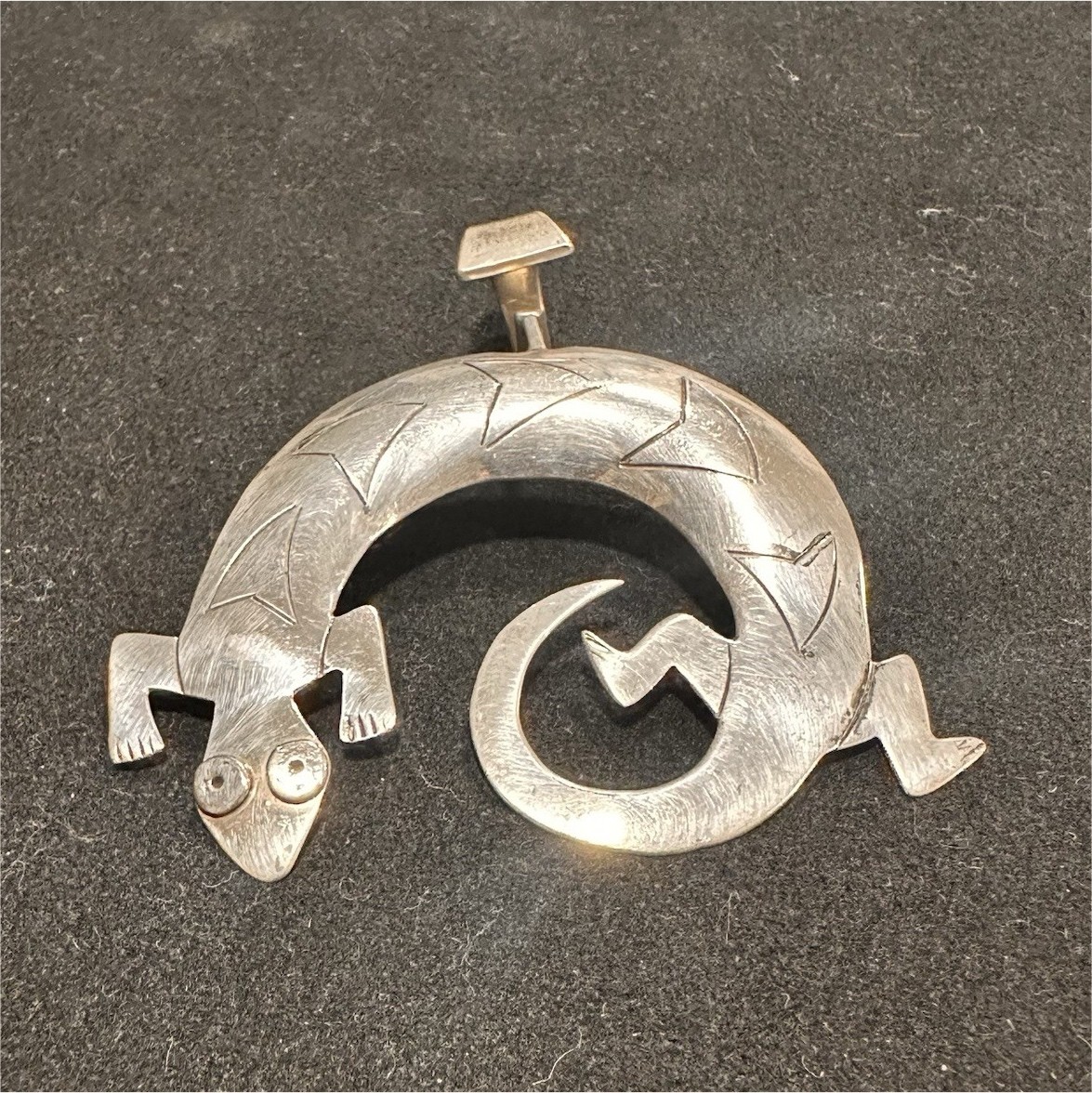 Sterling Silver 925 Gecko Lizard Charm Pendant, Signed EP Sterling