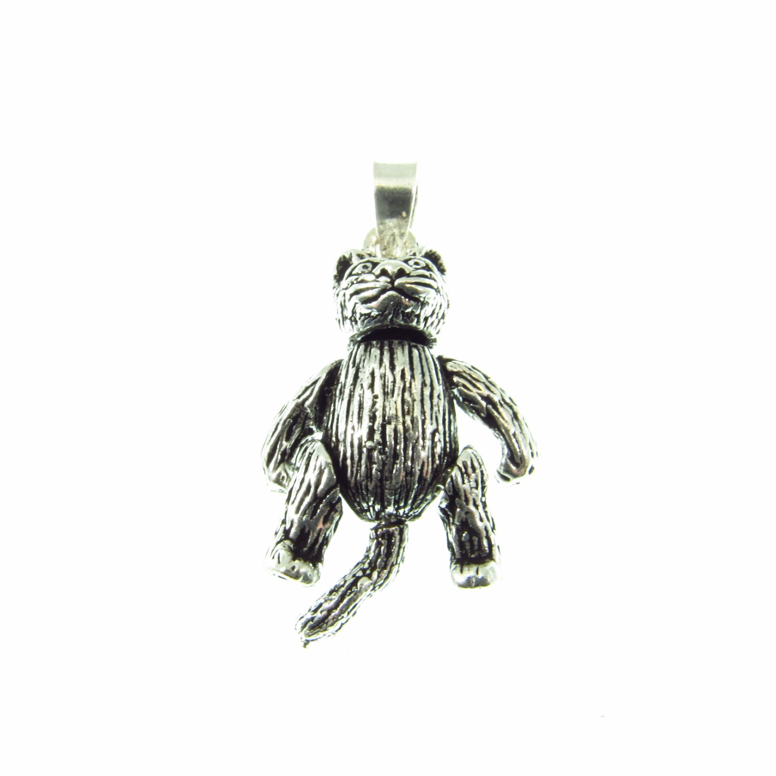 Solid 925 Sterling Silver ArticulatedKitty Cat Pendant, Feline Charm Jewelry