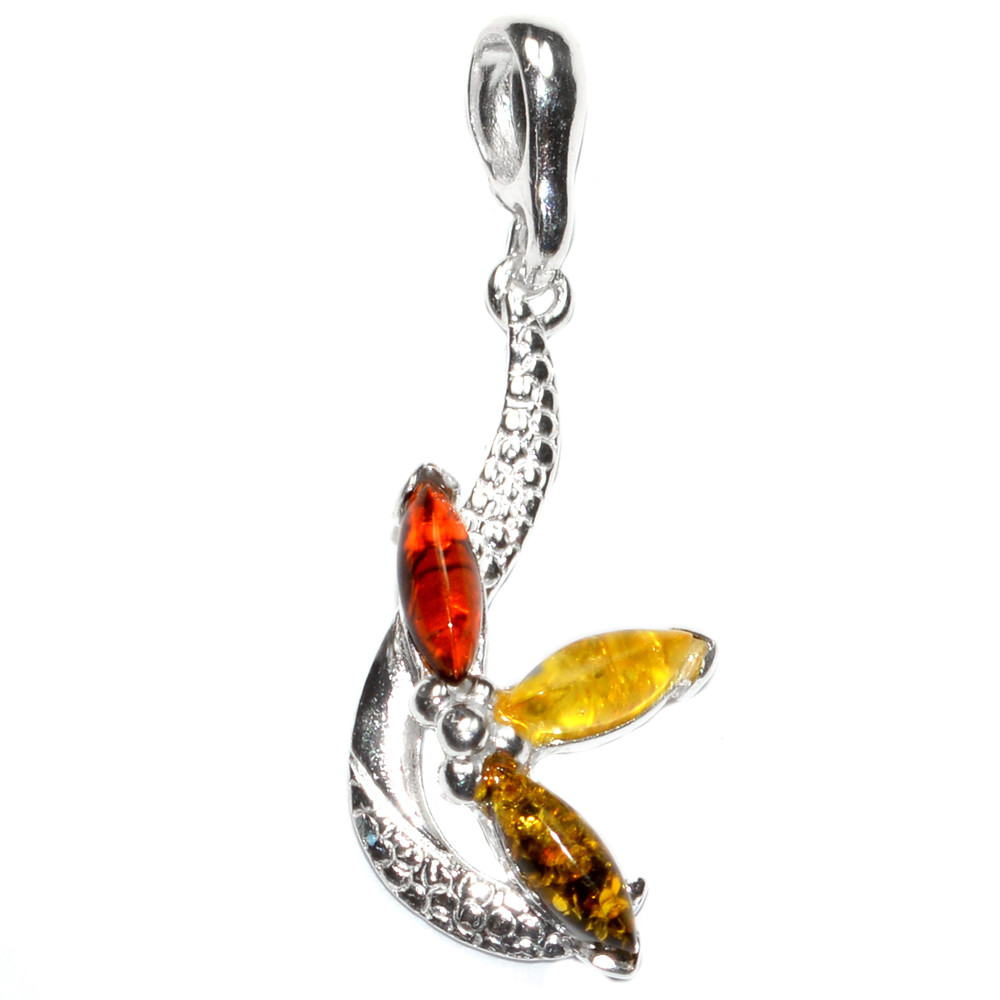 1.9g Authentic Baltic Amber 925 Sterling Silver Pendant Jewelry N-A365