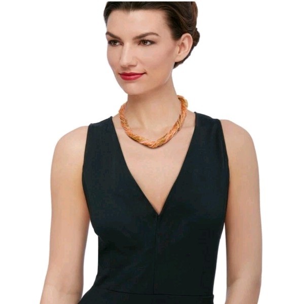 $200 Ross Simons 18k/Sterling Silver Murano Coral Gold multi strand Necklace