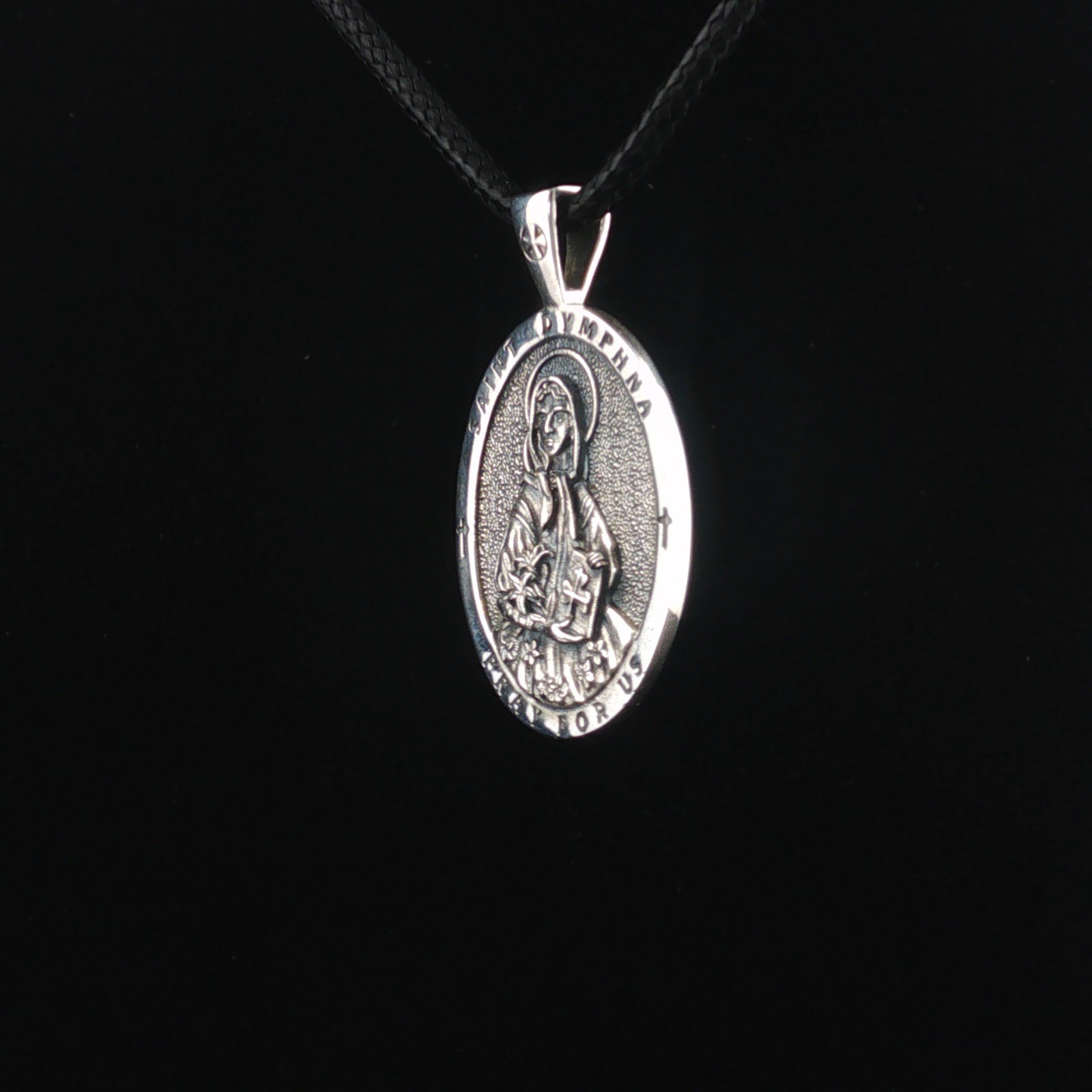 Sterling Silver Saint Dymphna Two-Sided Necklace