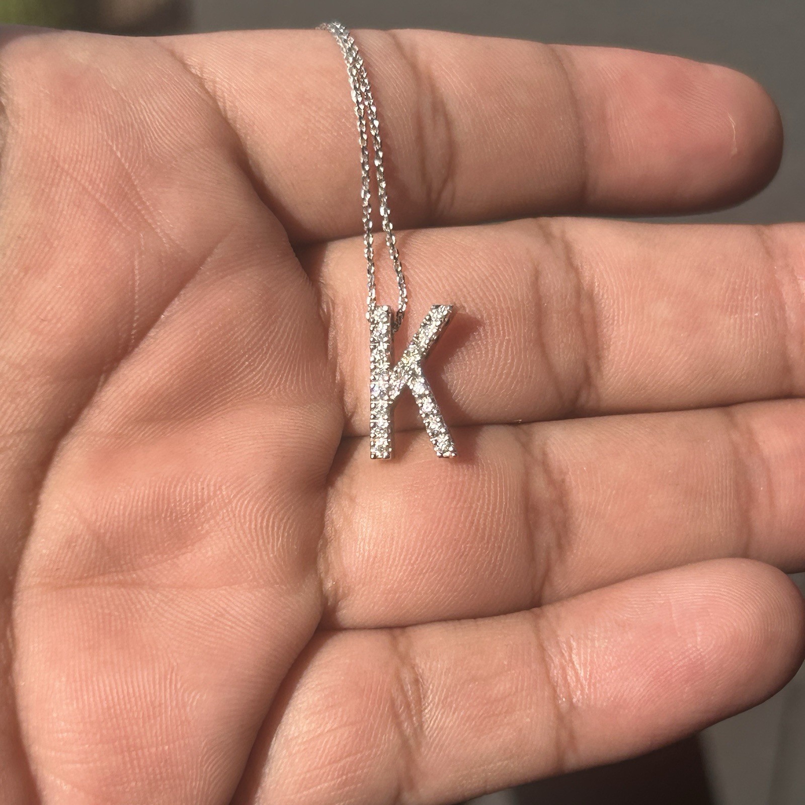Solid 14K Yellow Gold Initial K Pendant Necklace 2 Grams Fine Jewelry Authentic