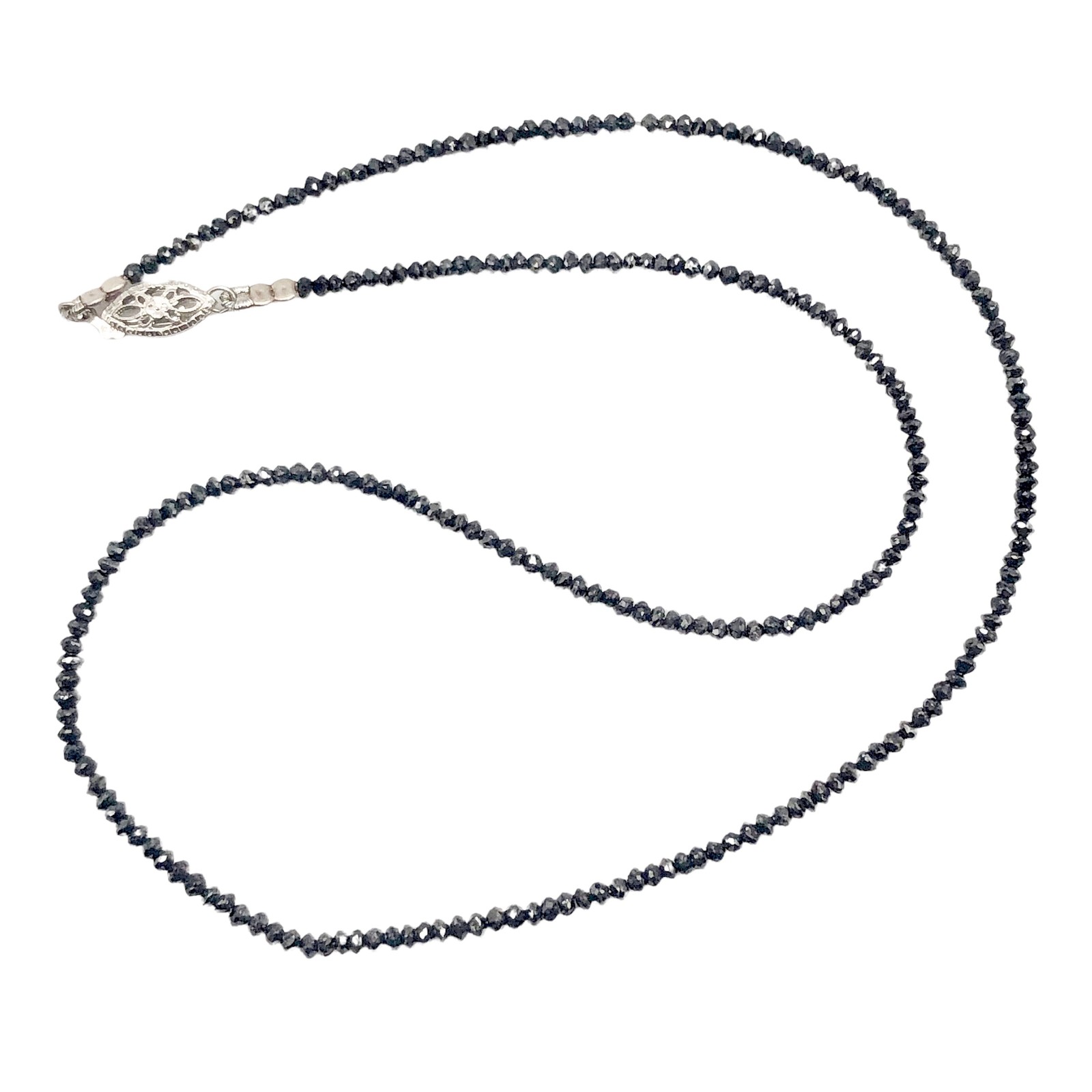 19.52cts Natural Black Diamond 18 inch Necklace 14K | 2mm Rondelle |