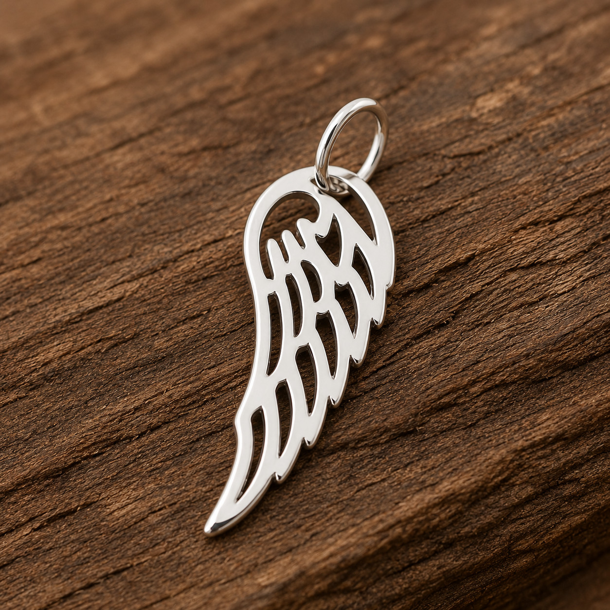 Angel Wing Pendant Necklace, 925 Sterling Silver Angel Wing Charm
