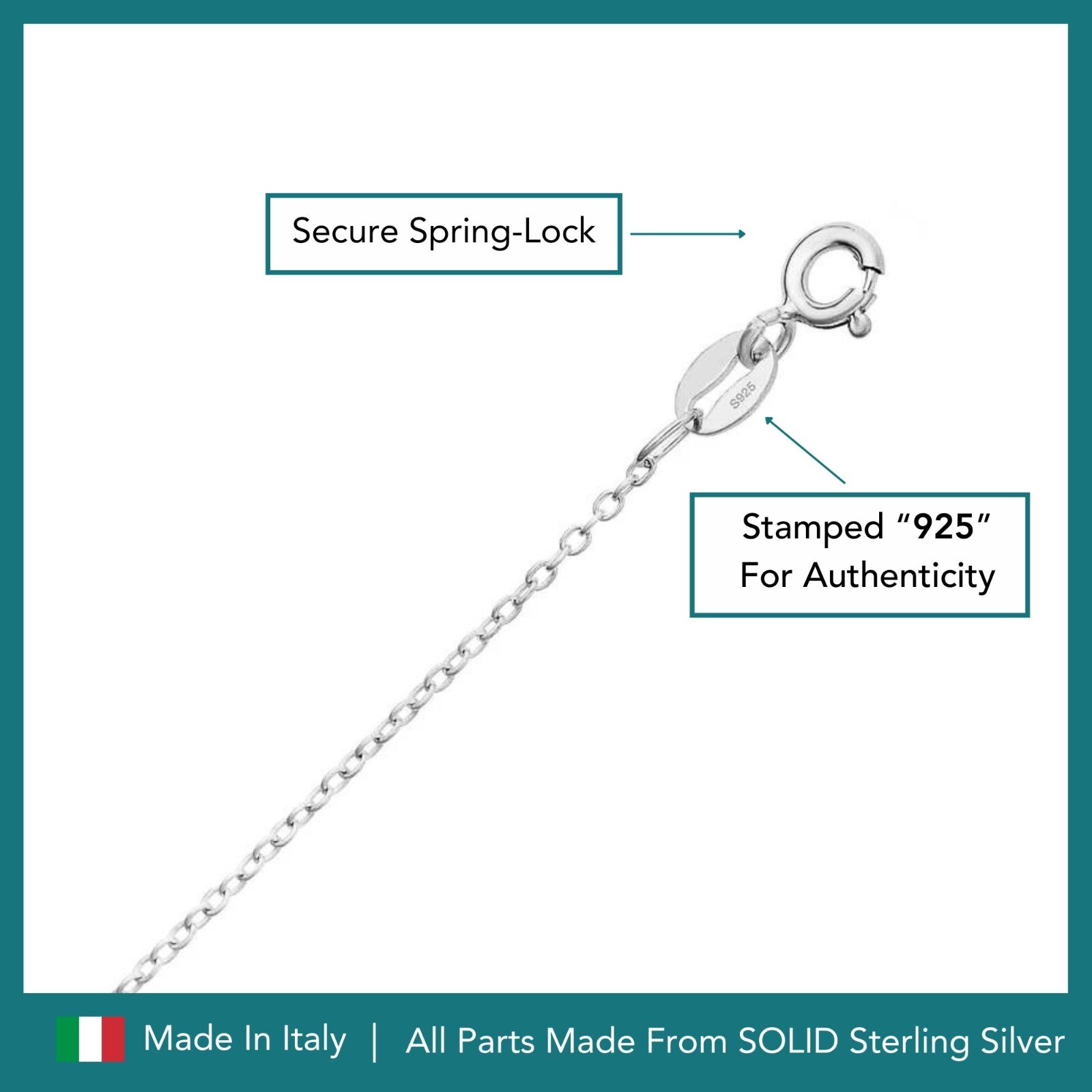 Solid 925 Sterling Silver Diamond-Cut Cable Chain Italian Necklace 16″ 18″ 20″
