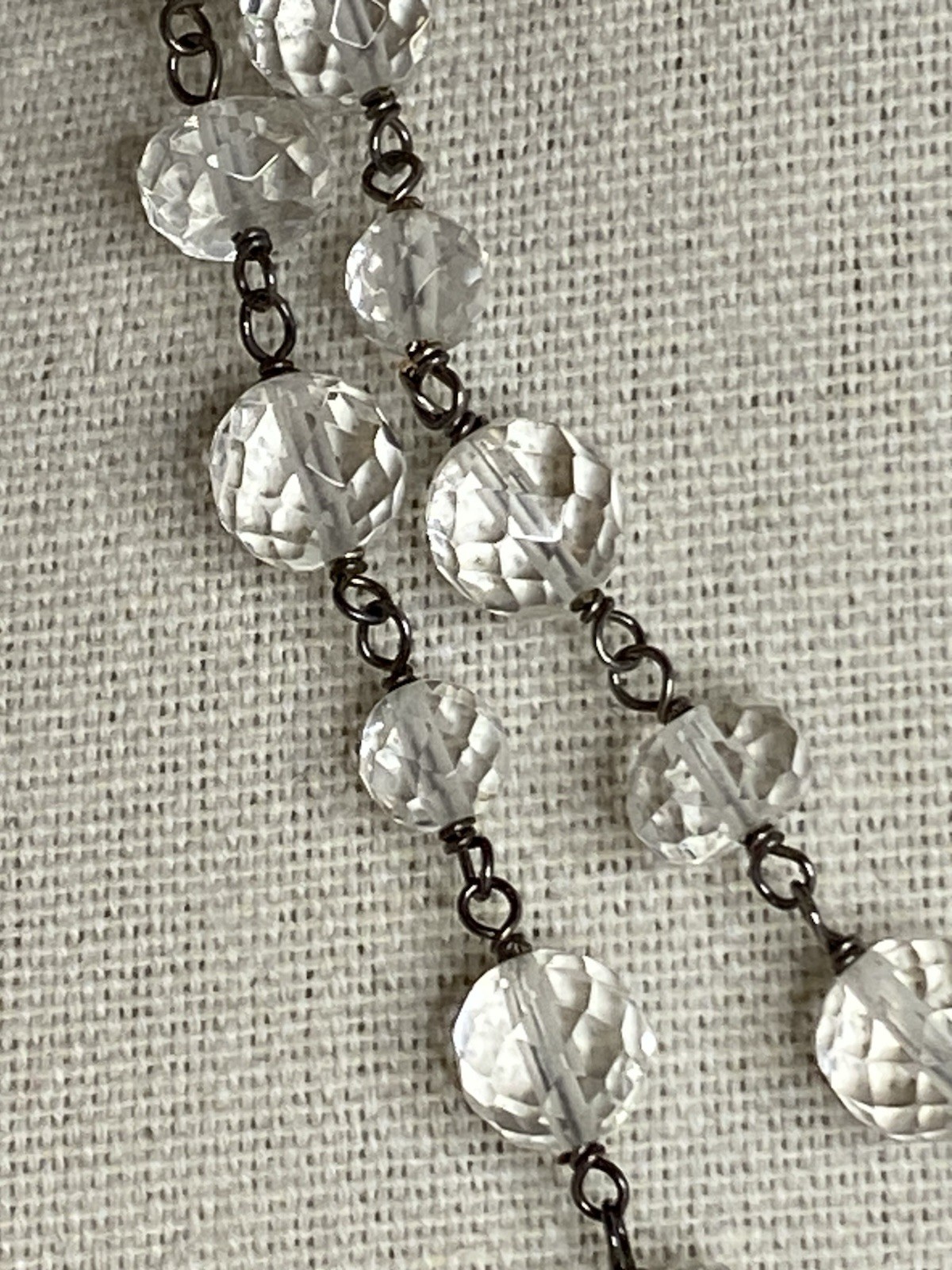 Silpada Necklace Sterling Silver Faceted Glass Beaded Lariat Signed Long 36”