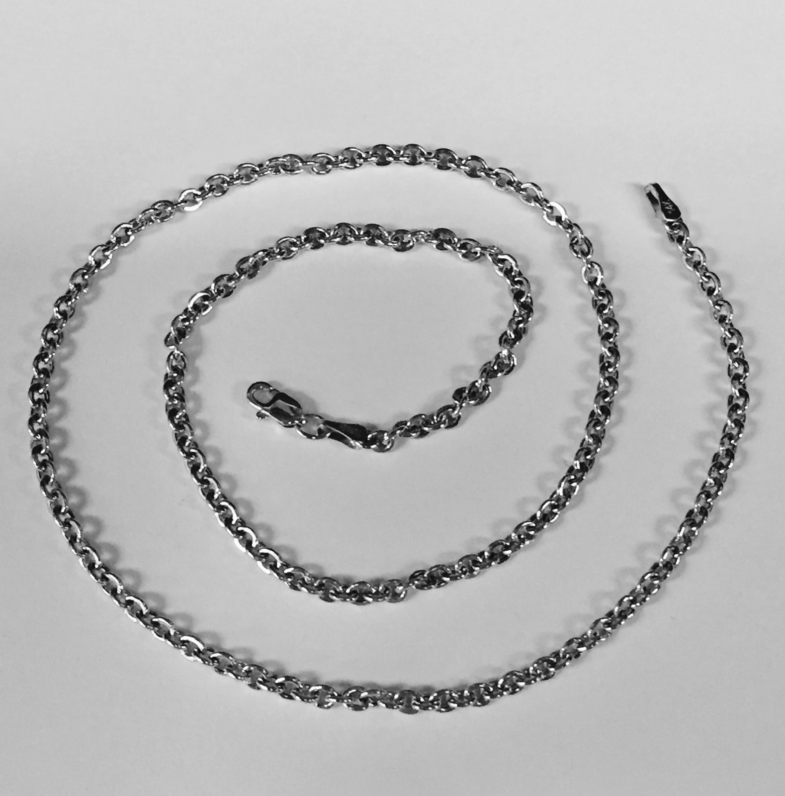 14k White Gold Cable Link Pendant Chain/Necklace 24″ 2.2 mm 3.7 grams WRCAB60