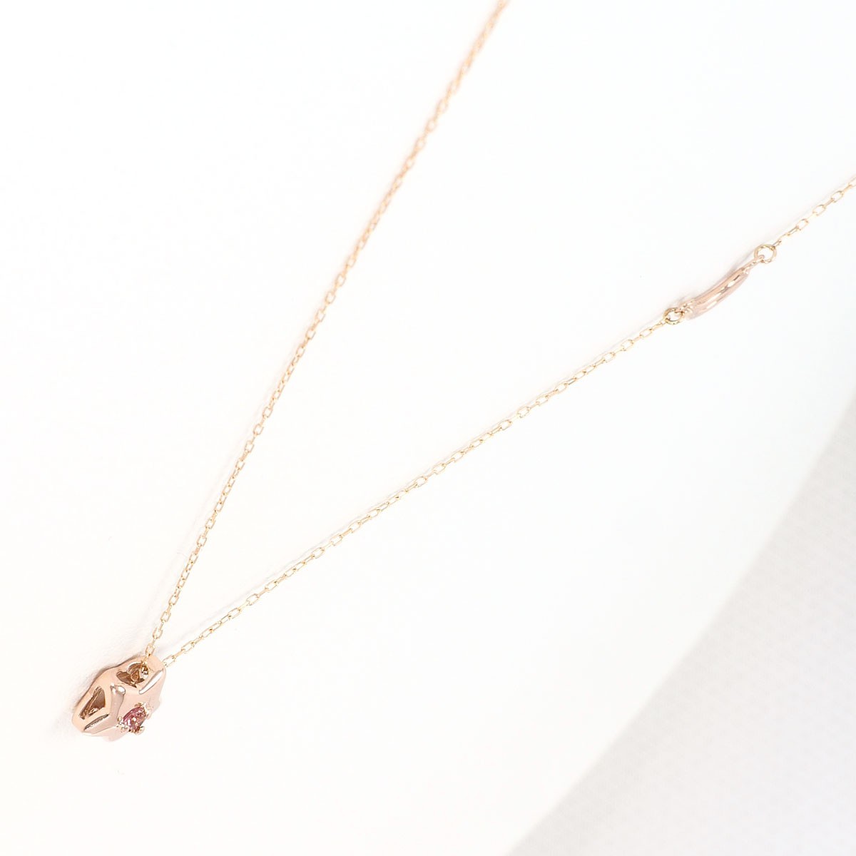 K10 10 gold Necklace Pink tourmaline 1.0g 40cm Free shipping Used