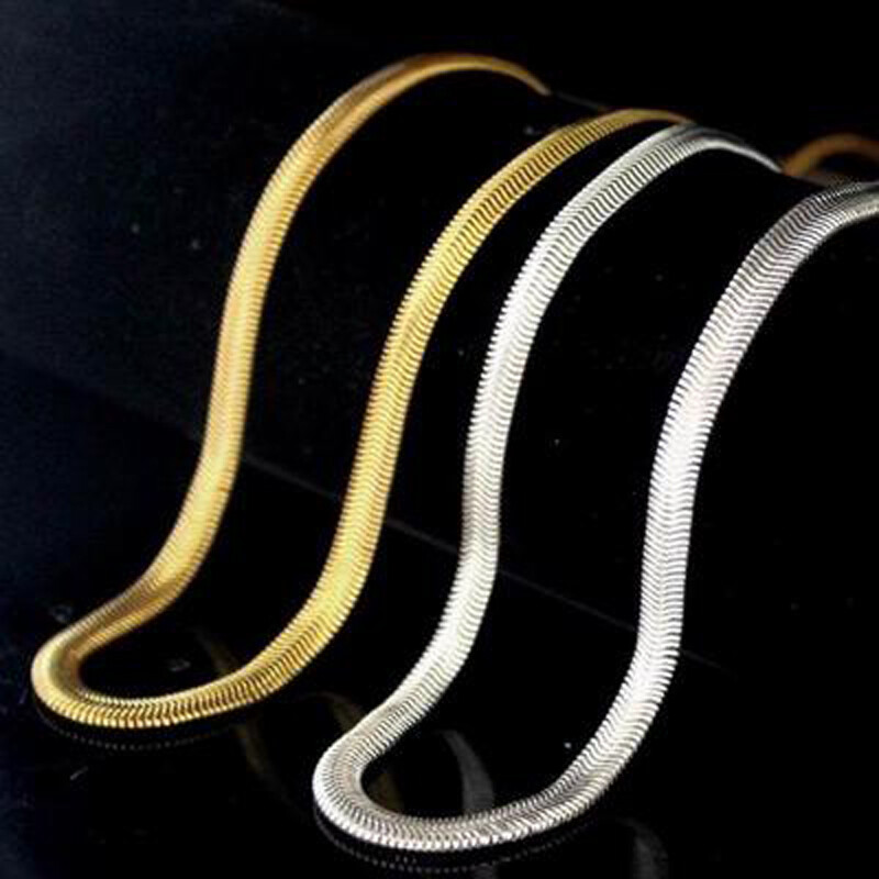 Real 18K Yellow/White/Rose Gold Filled Herringbone Chain Necklace, Many Size F14