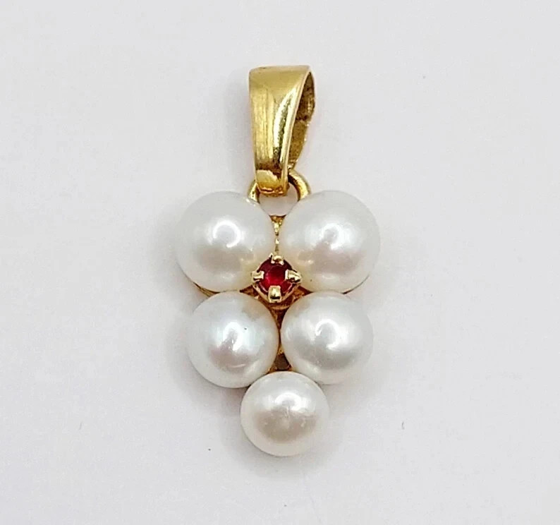 2Ct Round Cut Natural Pearl 5 Stone Pendant 14K Yellow Gold Plated Free 18″Chain