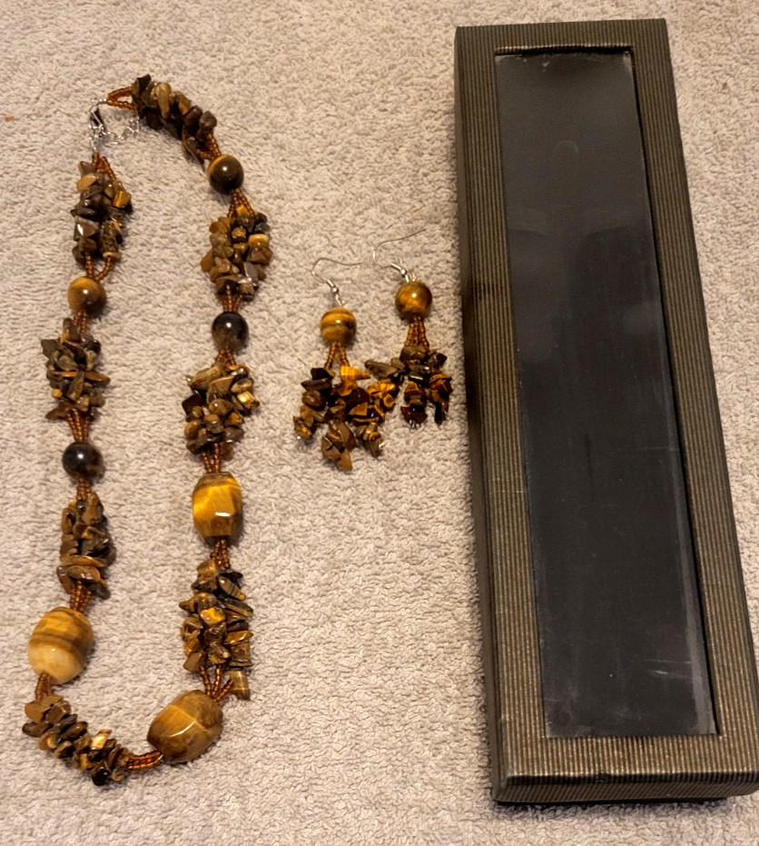 Tiger’s Eye, 21″ Necklace and Earring Set – Beautiful!!!