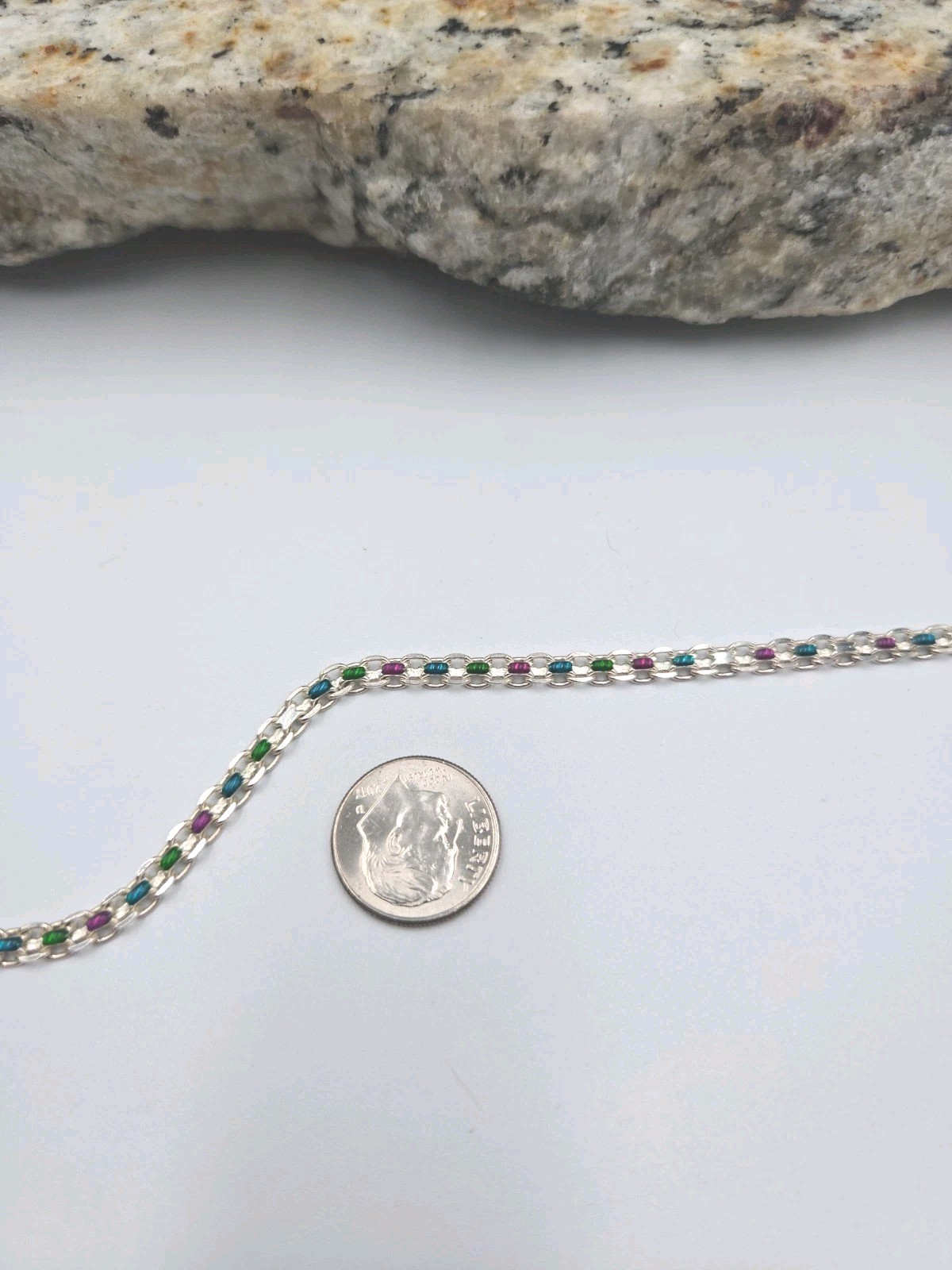 925 Milor Bismark Chain Sterling Silver Multi-Color Enamel