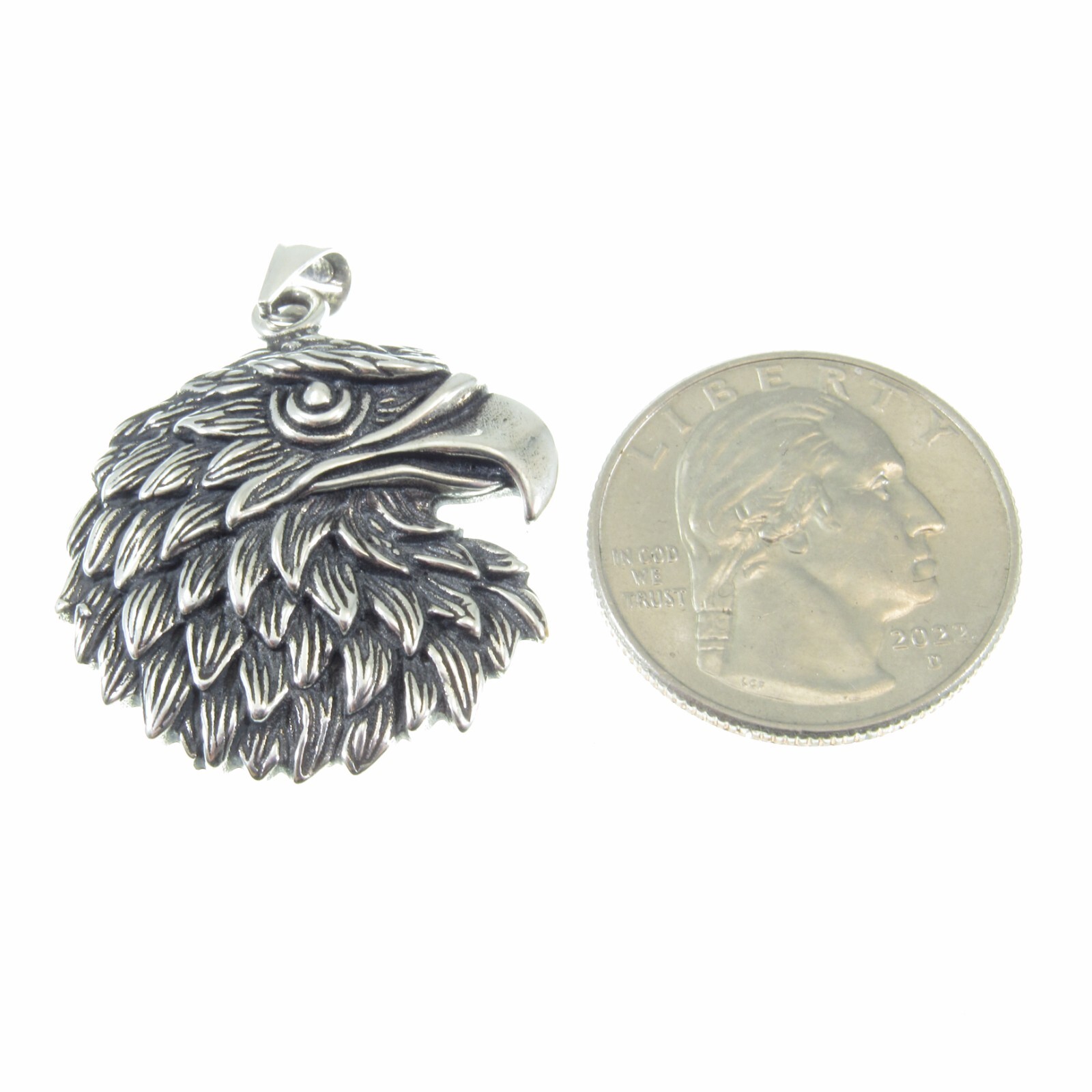 Handcrafted Solid 925 Sterling Silver Heraldic American Bald Eagle Head Pendant
