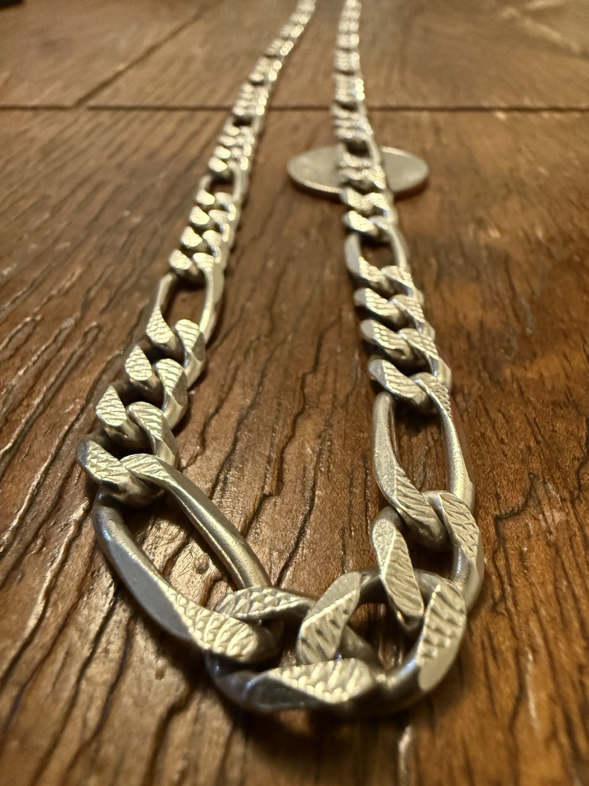 925 Italy Sterling Solver Diamond Cut Figaro Chain 28” 65g