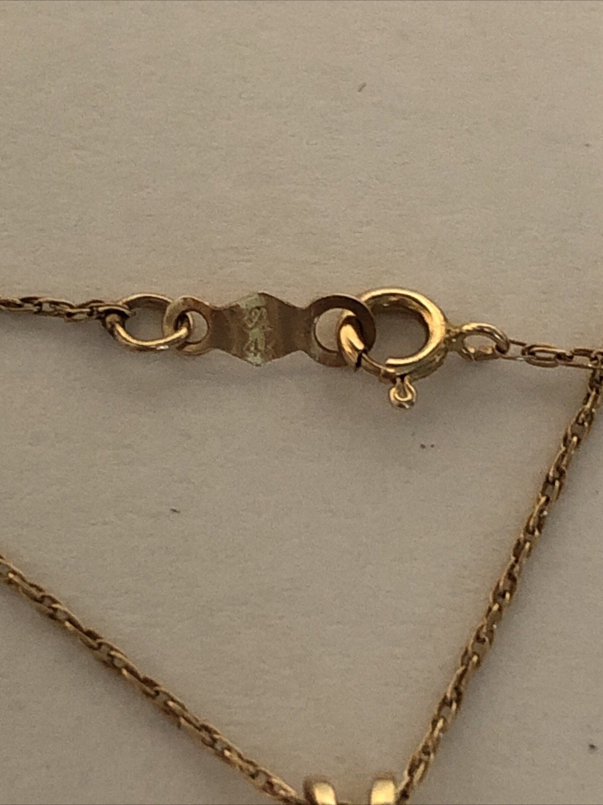 Vintage 14k Yellow Gold Letter R Pendant w/ Diamonds & 14k Gold Chain 18”