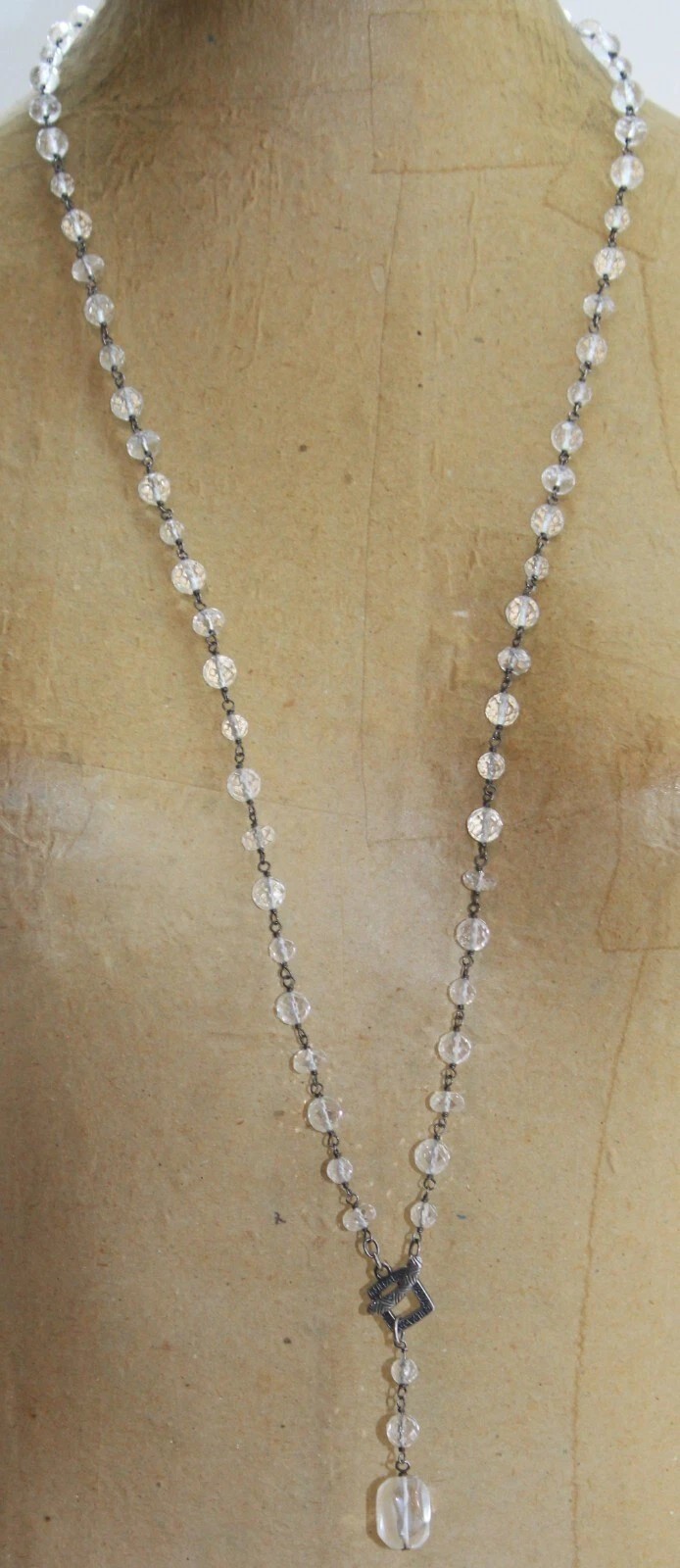 Retired Silpada N1503 Sterling Silver Glass Nugget Necklace Toggle Lariat Long