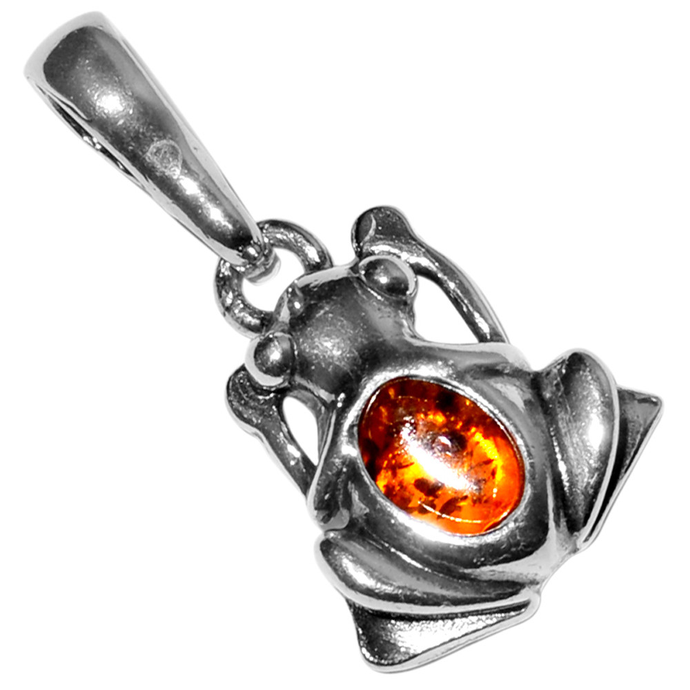 1.66g Authentic Baltic Amber 925 Sterling Silver Pendant Jewelry N-A1615