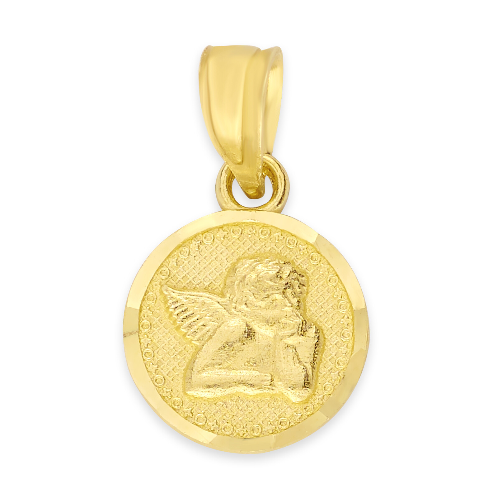 Solid Gold Angel Pendant in 10k or 14k, Saint Necklace for Women