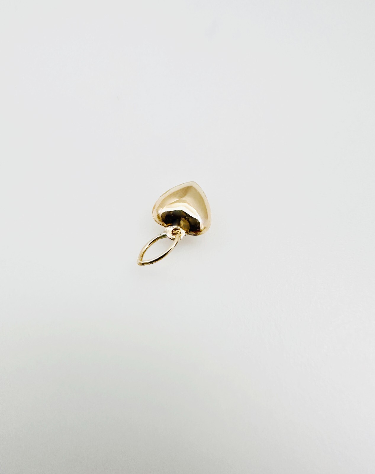 14K Solid Yellow Gold Mini / Petite Puffy Puffed Heart Charm Pendant 12.5x6mm