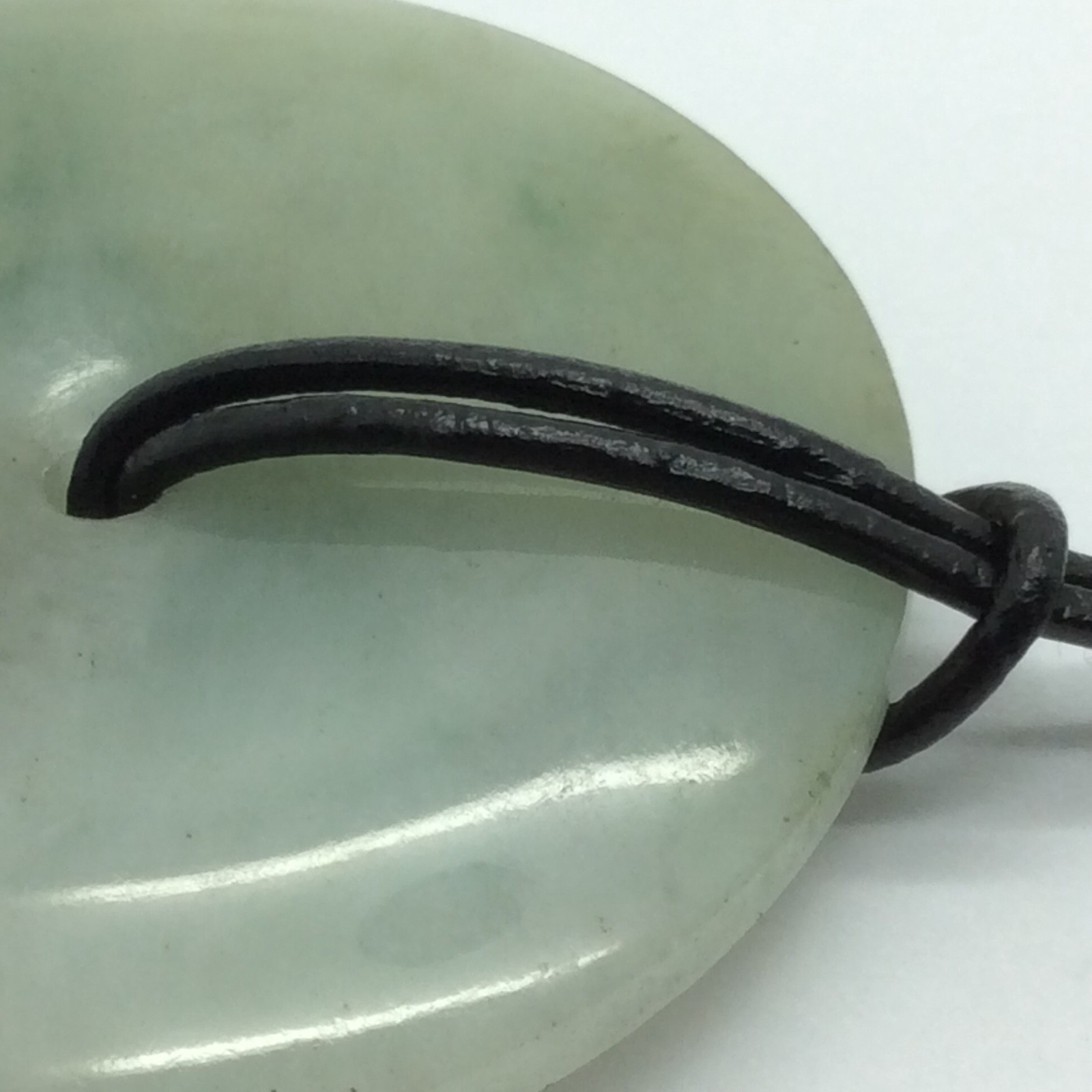 Burma Jade Pendant Large Bi Disk Green Jadeite Jade Stone Necklace Myanmar #18